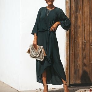 Front Pocketed Dress-Black